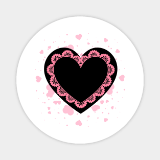 Black and Pink Heart Valentines Day Magnet